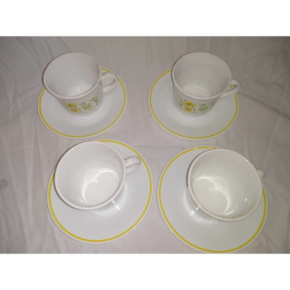Corelle April yellow flower mugs and saucers (set of 4) - Picture 3 of 6